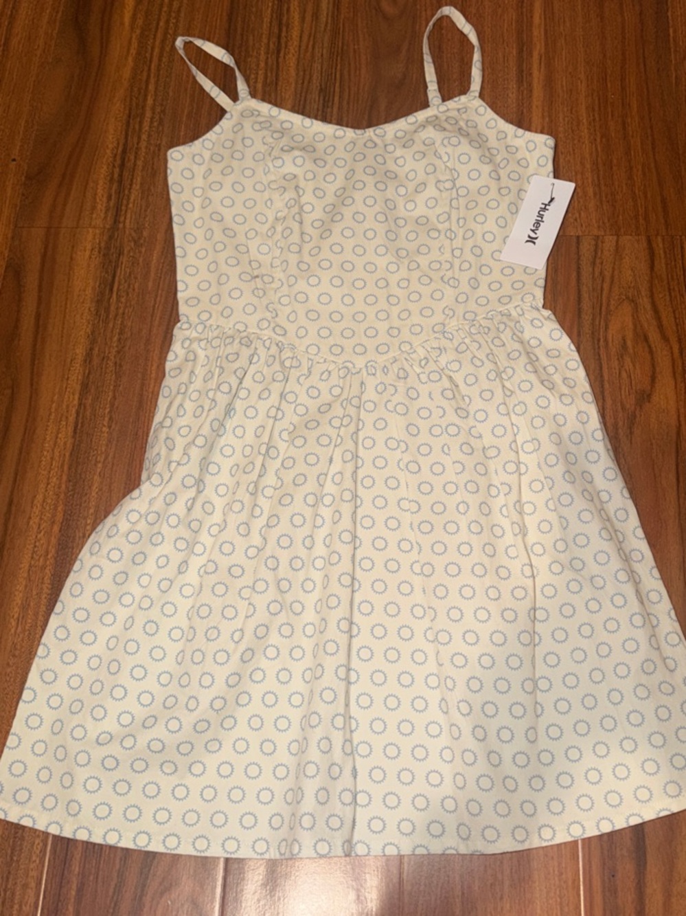 Hurley Cream Sundress with Blue Circle Motif